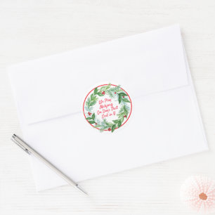 Waterverf Kerstvakantie Krans MAHJONG Ronde Sticker