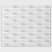 Waterverf kerstverlichting Vrolijk kerstfeest Cadeaupapier (Vlak)