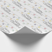 Waterverf kerstverlichting Vrolijk kerstfeest Cadeaupapier (Hoek)