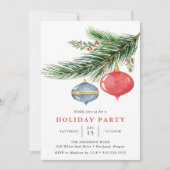 Waterverf kerstversiering dennenvakantie feest kaart (Voorkant)