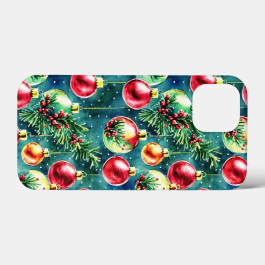 Waterverf kerstversieringen, rood en Blauwgroen gr Case-Mate iPhone Case (Achterkant (horizontaal))