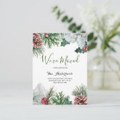 Waterverf kerstwinter bewegende aankondiging briefkaart (Staand voorkant)