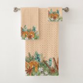 Waterverf kerstwinter Oranje Pine Bad Handdoek (Insitu)