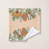 Waterverf kerstwinter Oranje Pine Bad Handdoek (Wasdoekje)