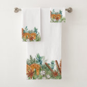 Waterverf kerstwinter Oranje Pine Bad Handdoek (Insitu)