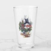 Waterverf kerstwinter sneeuwboomtak Ne Glas (Achterkant)