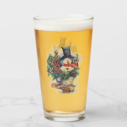 Waterverf kerstwinter sneeuwboomtak Ne Glas (Voorkant gevuld)