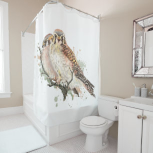 Waterverf Kestrel Falcon Bird Wildlife Art Douchegordijn