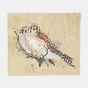 Waterverf Kestrel Falcon Sparrow Hawk Bird Art Fleece Deken