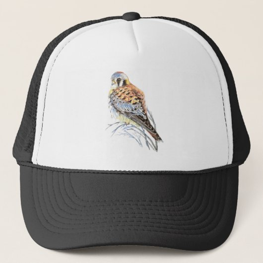 Waterverf Kestrel Sparrow Hawk Falcon Bird art Trucker Pet (Voorkant)