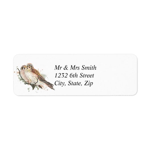 Waterverf Kestrel Sparrow Hawk Falcon Bird Custom Etiket (Voorkant)