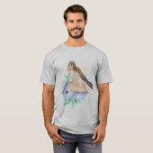Waterverf Kestrel Sparrow Hawk Guarding Birdhouse T-shirt (Voorkant volledig)