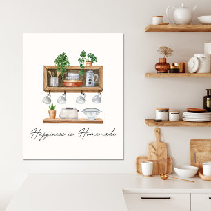 Waterverf Keuken Boho Kookcitaat Canvas Afdruk