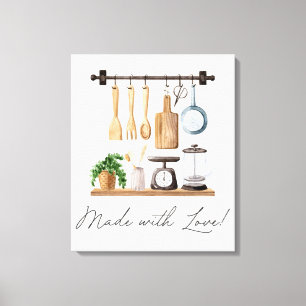 Waterverf Keuken Gereedschap Koken Citaat Canvas Afdruk