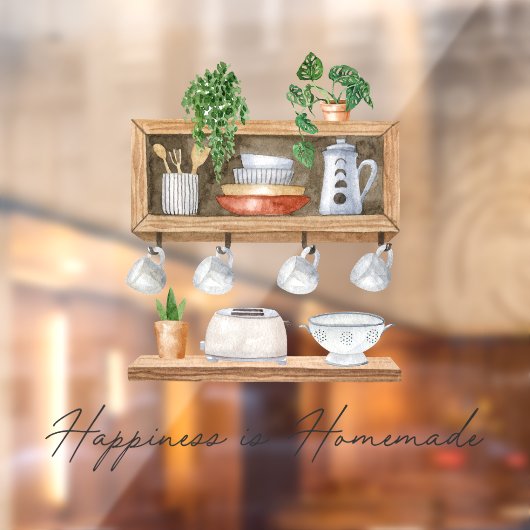 Waterverf Keukengerei Boho Koken Quote Raamsticker (Vel 2)