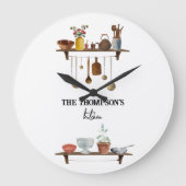  Waterverf keukengerei met retro Grote Klok (Voorkant)