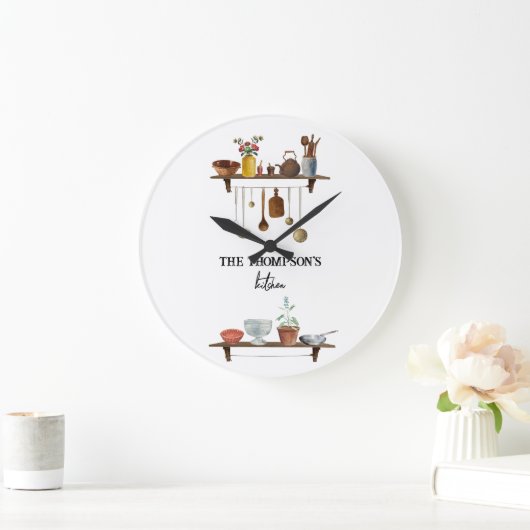  Waterverf keukengerei met retro Grote Klok (Huis)