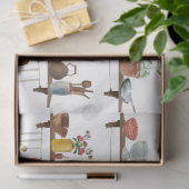 Waterverf keukengerei met retro Tissuepapier (Geschenk)