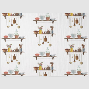  Waterverf keukengerei met retro Tissuepapier