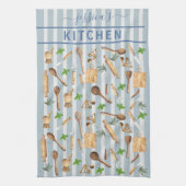 Waterverf Keukenmonogram gereedschap Modern Blauw Theedoek (Verticaal)