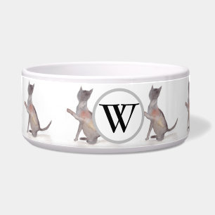  Waterverf Keuten voor grijze kattenretro Voerbakje