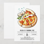 Waterverf Kinder Pizza Verjaardag Kaart (Voorkant / Achterkant)