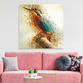 Waterverf Kingfisher Canvas Afdruk (Insitu (Woonkamer))