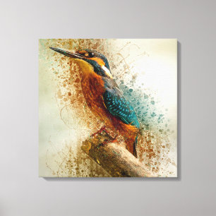 Waterverf Kingfisher Canvas Afdruk