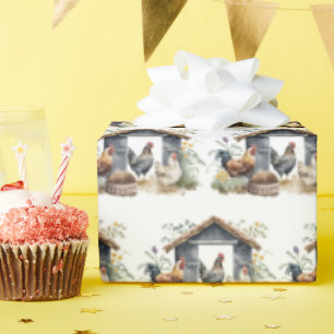 Waterverf Kip in Coop Cadeaupapier