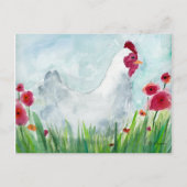 Waterverf kippen en bloemen briefkaart (Voorkant)