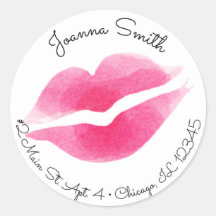 Waterverf Kiss Adreslabel Ronde Sticker