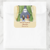 Waterverf Kitchen met kerstavond Vierkante Sticker (Tas)