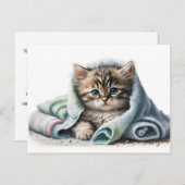 Waterverf Kitten Dierenartsenkliniek Briefkaart (Voorkant / Achterkant)