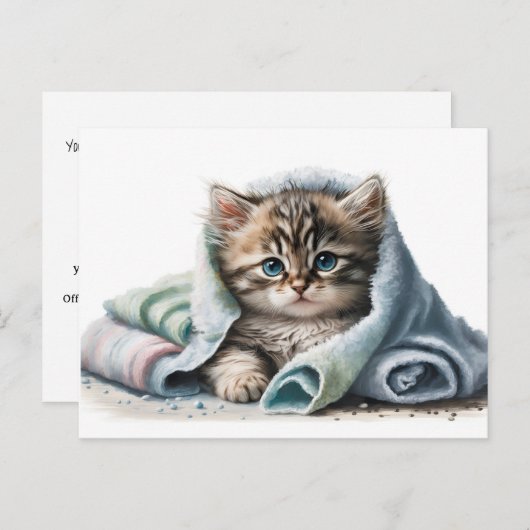 Waterverf Kitten Dierenartsenkliniek Briefkaart (Voorkant / Achterkant)