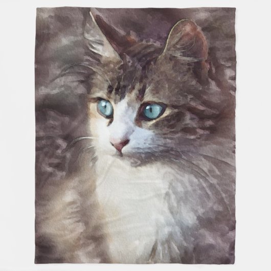Waterverf Kitten Fleece Deken (Voorkant)