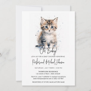 Waterverf Kitten Genderneutraal Baby shower Kaart