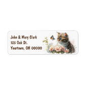 Waterverf kitten met vlinder etiket (Voorkant)