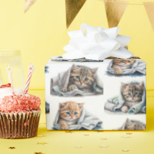 Waterverf kittens in dekens cadeaupapier