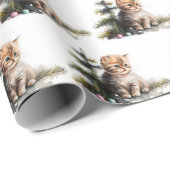 Waterverf kittens met kerstversiering cadeaupapier (Rol Hoek)