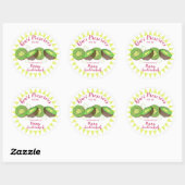 Waterverf kiwi gesneden fruit gepersonaliseerd inb ronde sticker (Vel)