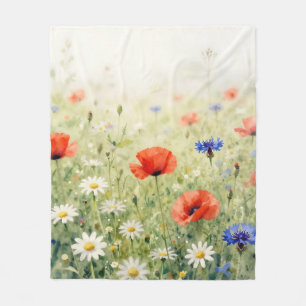 Waterverf Klaproos Margriet Korenbloem Weide Patro Fleece Deken