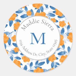 Waterverf Klaprozen en bladeren Patroonlabels Ronde Sticker