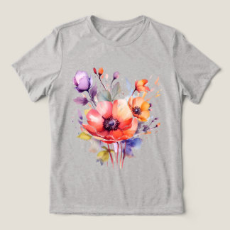 Waterverf klaprozen T-shirt is een delicate bloem