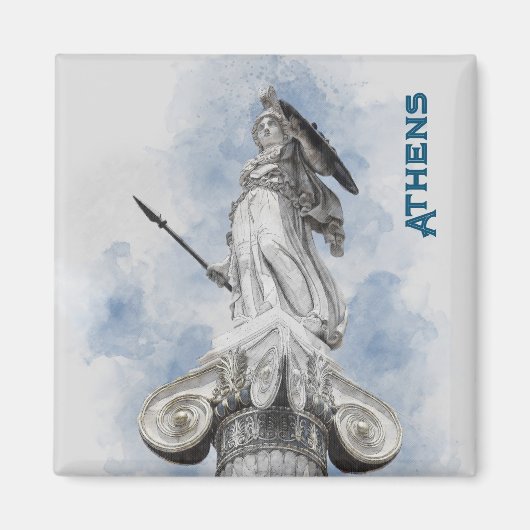 Waterverf Klassiek Grieks standbeeld Athena Magneet (Voorkant)