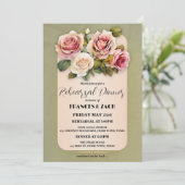 Waterverf Klassieke Rozen QR Code repetitie Dinner Kaart (Staand voorkant)