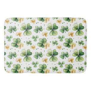 Waterverf Klaverpatroon • Groen & Goud Badmat