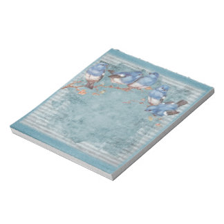 Waterverf Kleine blauwe vogels Notitieblok