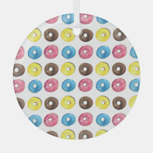 Waterverf kleine donuts, naadloos patroon. glas ornament