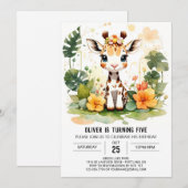 Waterverf Kleine Giraffe Custom Verjaardag Kaart (Voorkant / Achterkant)