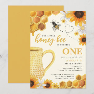 Waterverf kleine honingbijen - Zonnebloem 1e verja Kaart